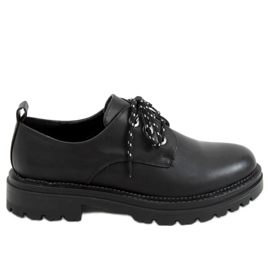 Sort 9586 Loafers med sort snøring