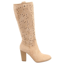 Beige støvletter med høje hæle RT89956 Beige