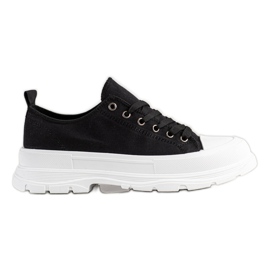 SHELOVET Tekstil mode sneakers sort