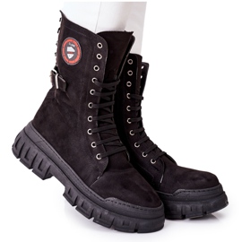 NAVY DOT Kvindestøvler Trappers Workers Black Monope sort