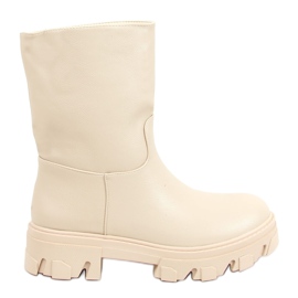 Beige støvler med en lige overdel QT19P Beige