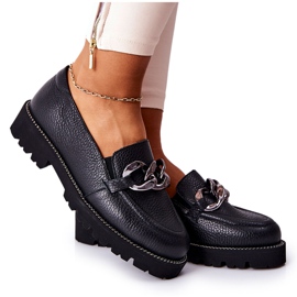 Nicole Dame Loafers Læder Sort Sthonto