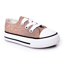 Børn Pink Gold Glitter Sneakers Bling-Bling gylden