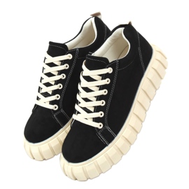 Sorte sneakers med en tyk sål 85-737 Sort