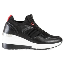 SHELOVET Slip-on sneakers med mesh sort
