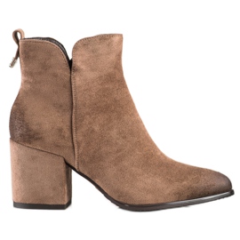 Højhælede støvler i ruskind fra VINCEZA beige brun