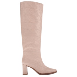 Marco Shoes Højhælede støvler med en almindelig overdel beige