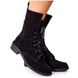 Kvinders velour læder støvler støvler Nicole Black 2581/028 sort