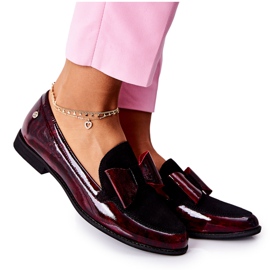 Kvinder Brogues Maciejka lakerede loafers marmoreret bourgogne 04099-33 / 00-1 rød