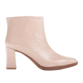 Marco Shoes Kombinerede støvler lavet af to typer læder beige