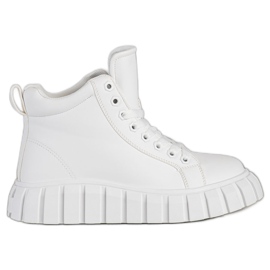 SHELOVET Moderigtige hvide sneakers med øko -læder