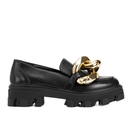 Sorte loafers med en tyk Larisa -kæde
