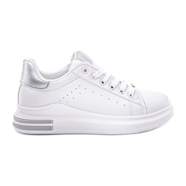 Nikkis hvide sneakers med flad sål sølv