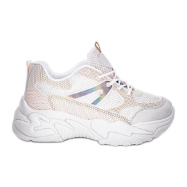 Beige sneakers med en tyk Alice sål hvid