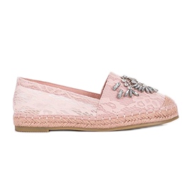 Lyserøde espadriller med Lordly cubic zirconia