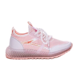 Hvide sneakers med Lil udsmykninger lyserød