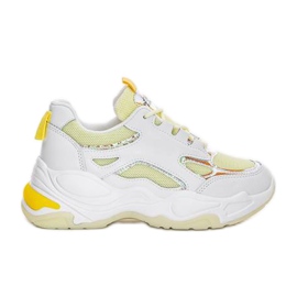 Hvide sneakers med en tyk sål fra Big Fun gul