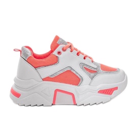 Lyserøde neon sneakers Bling! Bling! hvid