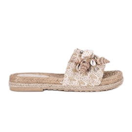 Cream Sea Side flip-flops med skaller beige