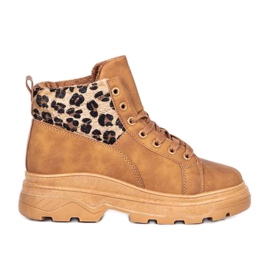 Dyrebrune vandrestøvler med leopardprint