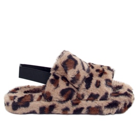 Pelssko til kvinder med pletter N-92 Leopard beige brun