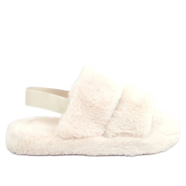 Creme pels dame hjemmesko N-92 Beige ecru