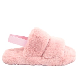 Pels-hjemmesko til kvinder, beskidt pink N-92 Pink lyserød