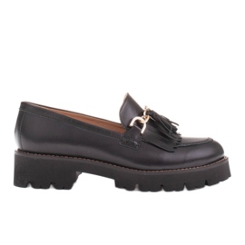 Marco Shoes Loafers med en guldkæde på en let sål sort