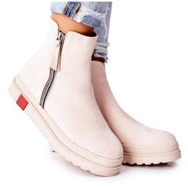 PS1 Suede Booties Jodhpur støvler på Beige Nessa platformen