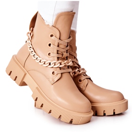 FB2 Læderstøvler Arbejdere Beige Izzy brun khaki