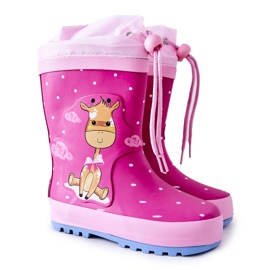 Børnestøvler i gummi til børn Fuchsia Glynnal Giraffe lyserød