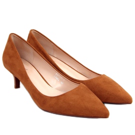 Pumps på en lav hæl Ann Camel brun
