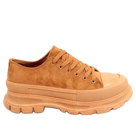 Lily Camel sneakers med høj sål brun