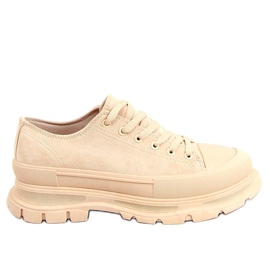 Lily Beige sneakers med høj sål
