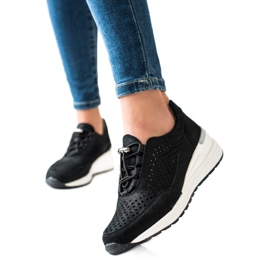 Læder sneakers med VINCEZA Glitter sort