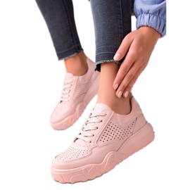VINCEZA åbent læder sneakers lyserød