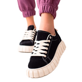 Sweet Shoes Ruskindsneakers på platformen sort