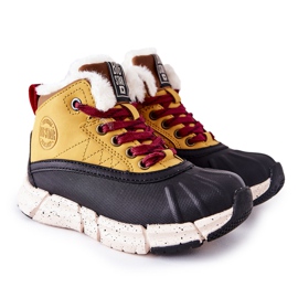 Børns varme støvler Big Star II374072 Camel brun sort orange