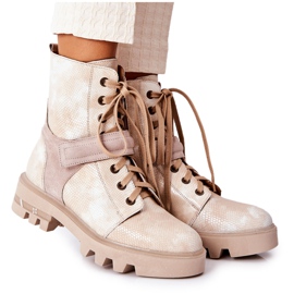 Maciejka Beige læderarbejderstøvler 05219-04