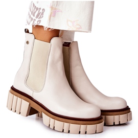 Maciejka Beige læderarbejderstøvler 05312-04