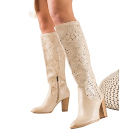 TRENDI Stilfulde åbent støvler beige