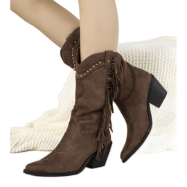 Loneflare brun ruskind boho cowboy støvler