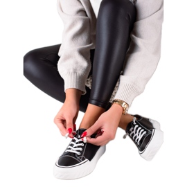 Vinceza Openwork læder sneakers sort