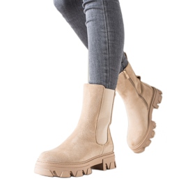 Sweet Shoes Moderigtige beige støvler på platformen