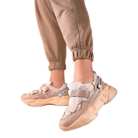 TRENDI Sneakers med velcro -mode beige gylden