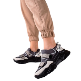 TRENDI Sneakers med velcro -mode beige sort grå