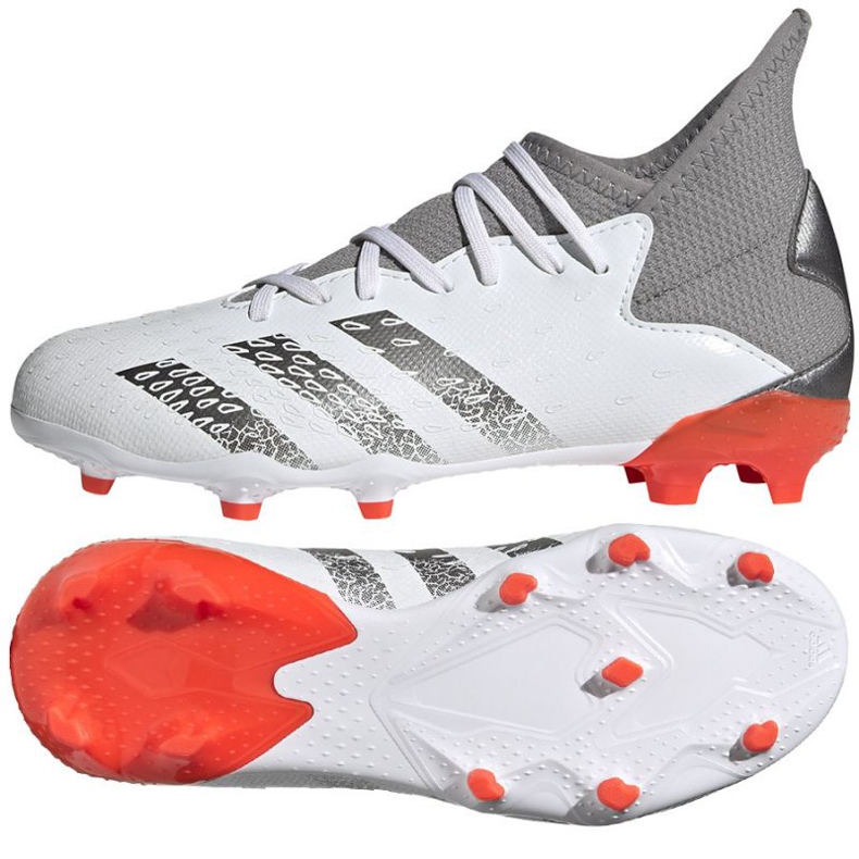 Adidas Predator Freak.3 Fg Jr FY6280 fodboldstøvler hvid, hvid, grå / sølv hvid