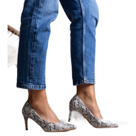 Beige pumps i Nickle slangeskindsmønster