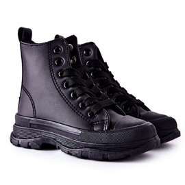 FR1 Børns læderisolerede sneakers sort Bomi