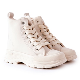 FR1 Børne læder varme sneakers lys beige Bomi